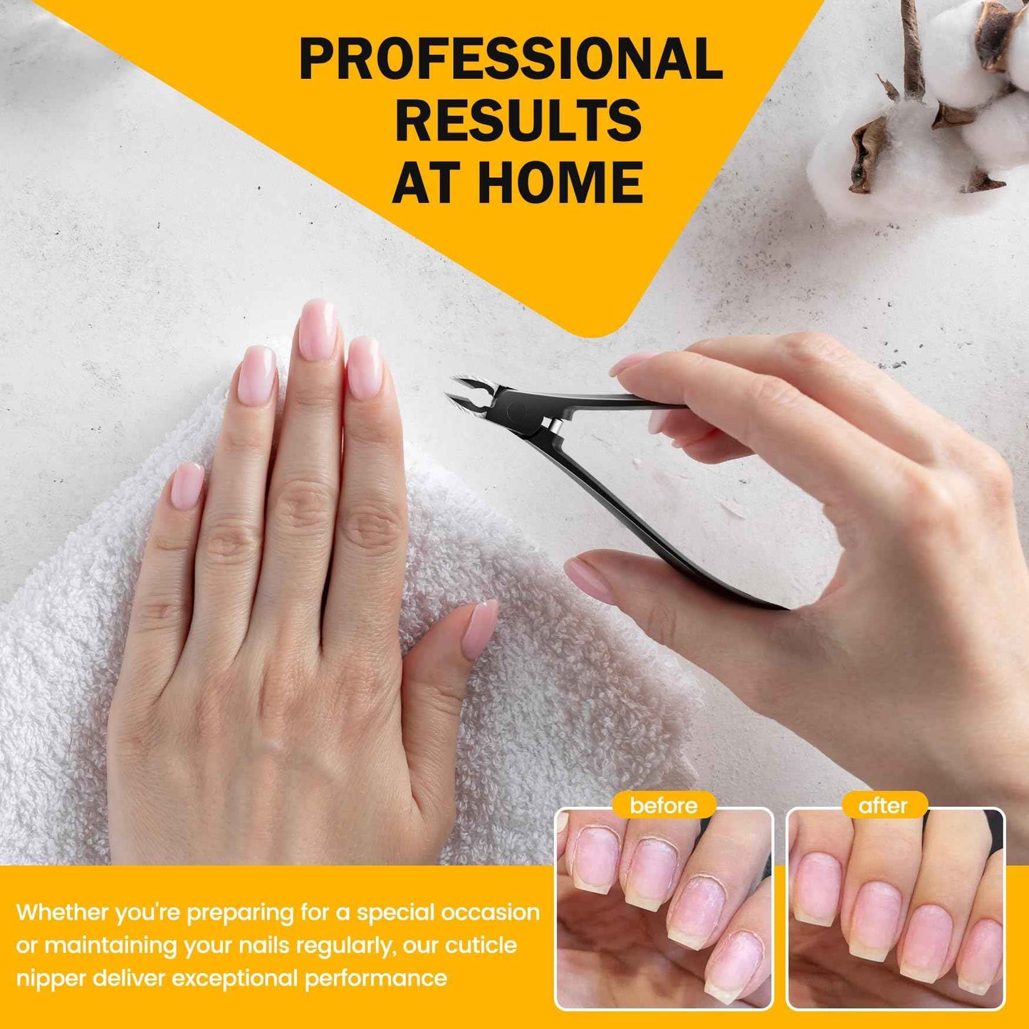 BEZOX Cuticle Cutters for Nails - Precision Half Jaw Cuticle Clippers, Stainless Steel Cuticle Trimmer for Manicure and Pedicure, Professional Cuticle Remover Tool - Black