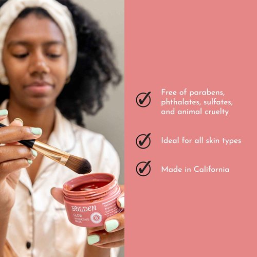 BOLDEN GLOW Hydrating Mask | Deep Moisturizing Facial Mask for Dry Skin | Gently Hydrating Hyaluronic Acid Moisturizer | Non-Comedogenic | 3.4 Fl Oz