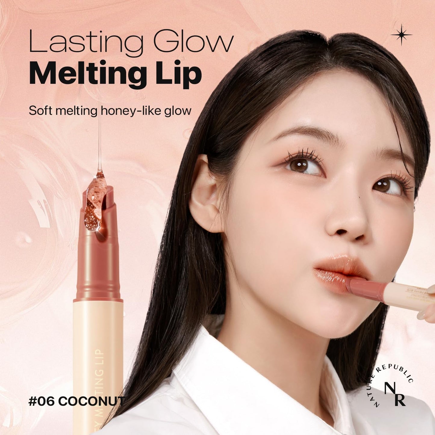 Nature Republic HONEY MELTING LIP 6-10 (06 COCONUT) K-BEAUTY, Lip Plumper, Tint, Balm, Korean, Lip Gloss, Cute, Glow