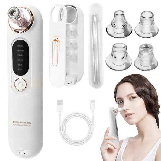 5-Speed Blackhead Remover Vacuum, Wireless Charging Nose Pore Extractor with 4 Removable Heads,Facial Vacuum Pore Cleaner,30-Second Keratin Softening, Hypoallergenic Deep Cleansing