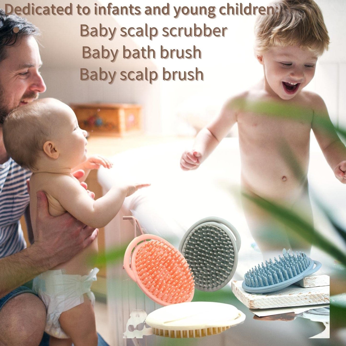 ERSIQI Cradle Cap Comb for Babies -Head Massager Scalp Stress Relax, Silicone Shampoo Brush -Travel Wet Brush- Shower Exfoliating Brush -Short Hair Soft bristles Brush for Newborns & Toddlers Grey