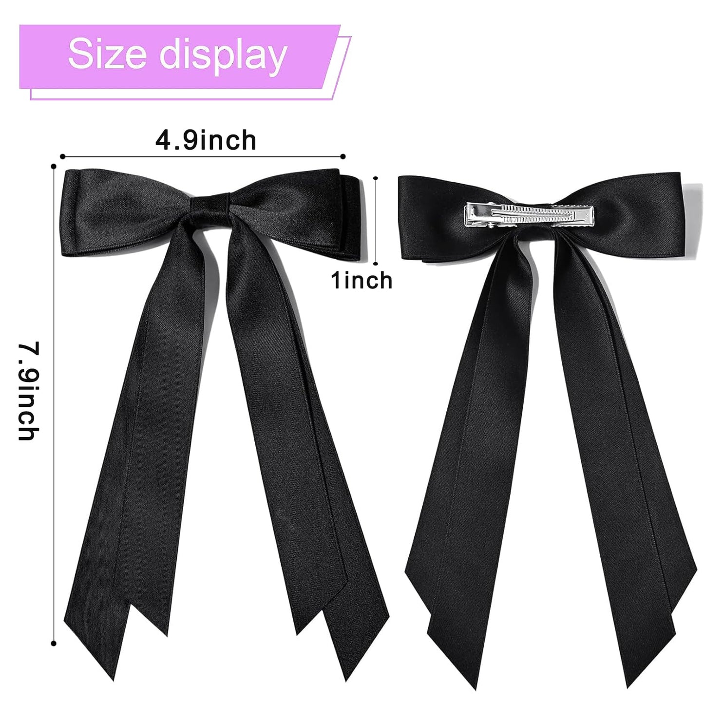 2PCS Silky Satin Hair Bows Ribbon Hair Clips, Fall Alligator Hair Pins, Ponytail Holder Accessories Sides Metal Hair Bow Barrettes Hair Accessories for Women Girls Kids (Brown)