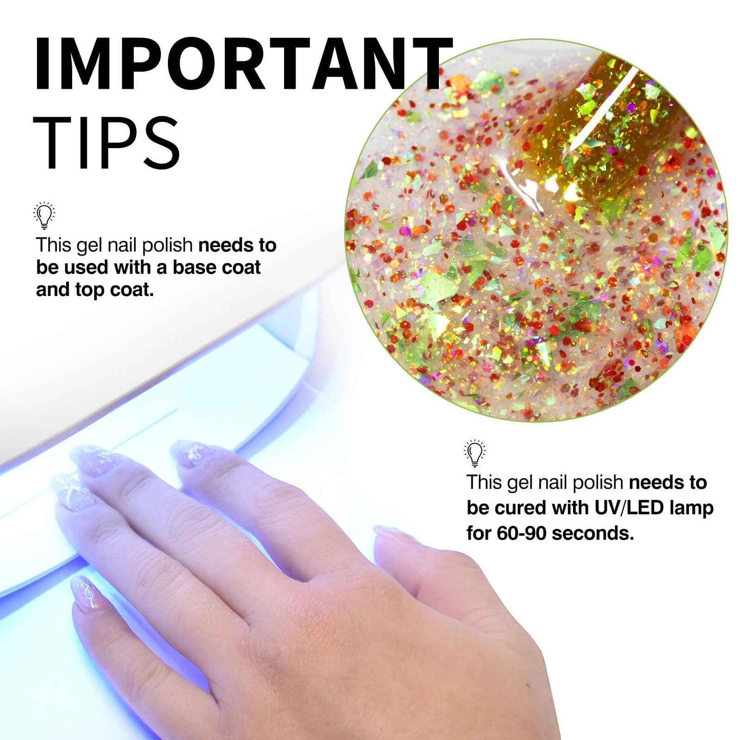 CANNI Gel Polish Glitter Gel Nail Polish Set, 8 Colors Shimmery Prism Flash Red Green Purple Fine Glitter Gel Polish U V LED Soak Off Manicure Kit Gift for Women Girls