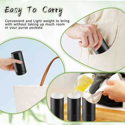 DMuuuDM 12 Pack 2.5 oz/75ml Plastic Deodorant Container,Empty Round Twist-Up Bottom Filling Stick Tube for Deodorant,Solid Lotion Bar,Body Balm,Soap Stick,Sunscreen-UPSIDE DOWN FILLING (Black)