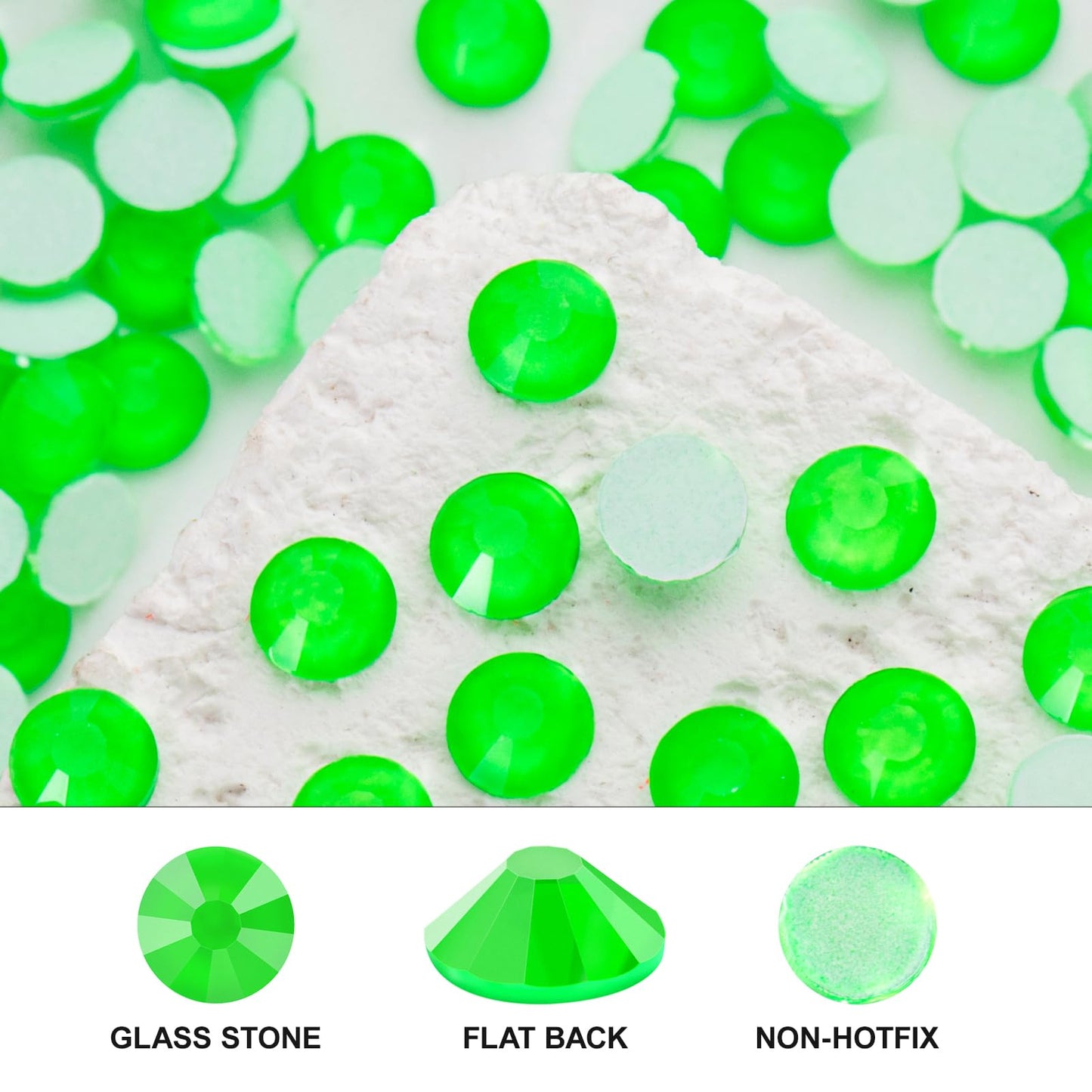 Novani 3000 Pieces Flatback Rhinestones Glass Round Gems Neon-Green Crystals for Nail Art DIY Crafts Clothes Shoes,SS16,3.8-4.0mm