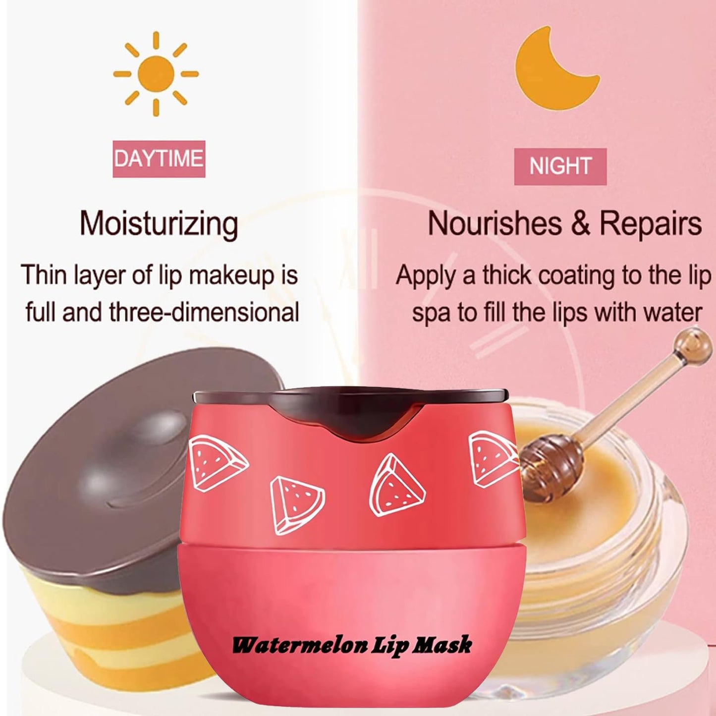 Bee Lip Balm Honey Pot, Strawberry & Honey Moisturizing Propolis Lip Mask, Hydrating & Prevention Dry and Cracked Lip Scrubs Exfoliator, Reduces Lip Lines (Red)