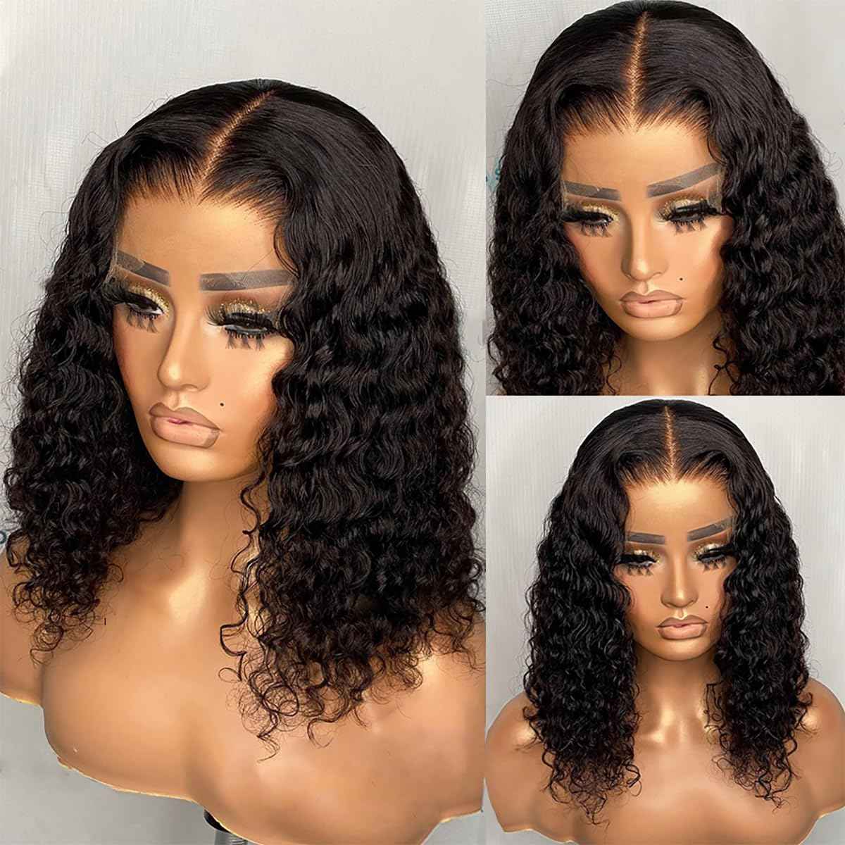 Tascal Curly Bob Wig Human Hair 4x4 Lace Closure Wigs Human Hair Curly Human Hair Wig 180% Density Wet and Wavy Short Curly Wigs for Black Women(Natural Color, 10 Inch)