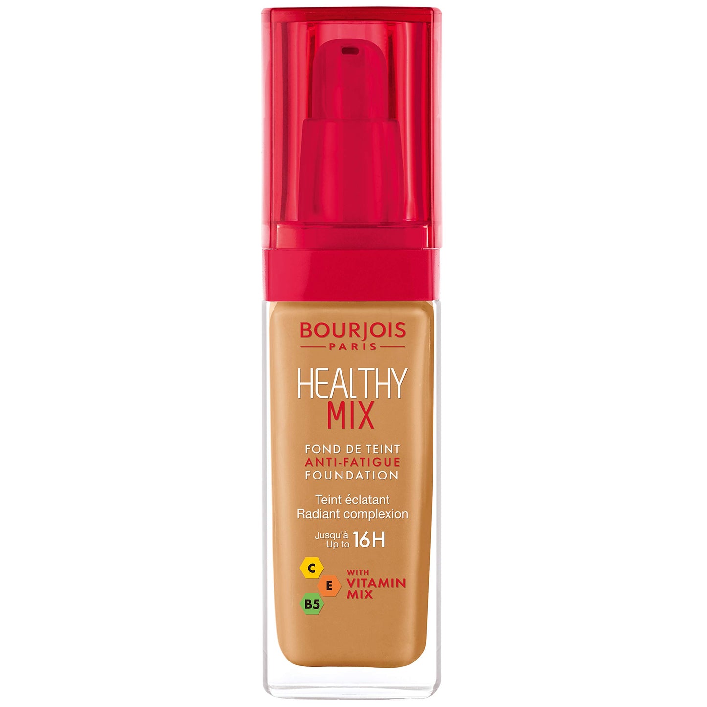 Bourjois Healthy Mix Anti-Fatigue Medium Coverage Liquid Foundation 57.5 Golden Toffee, 30ml