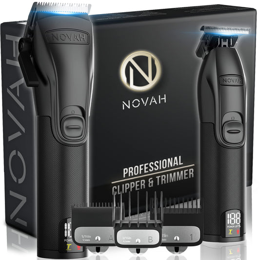 Novah® Professional Hair Clippers for Men, Professional Barber Clippers and Trimmer Set, Mens Cordless Hair Clippers for Barbers Haircut Kit Fade