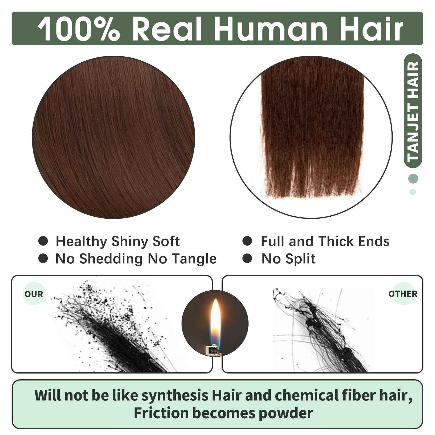 TANJET Tape in Hair Extensions 100% Remy Human Hair Soft Straight Seamless Skin Weft Hair Extensions Human Hair Tape in Hair Extensions Human Hair Chocolate Brown (#4 16 Inch 20pcs 40g/Pack)