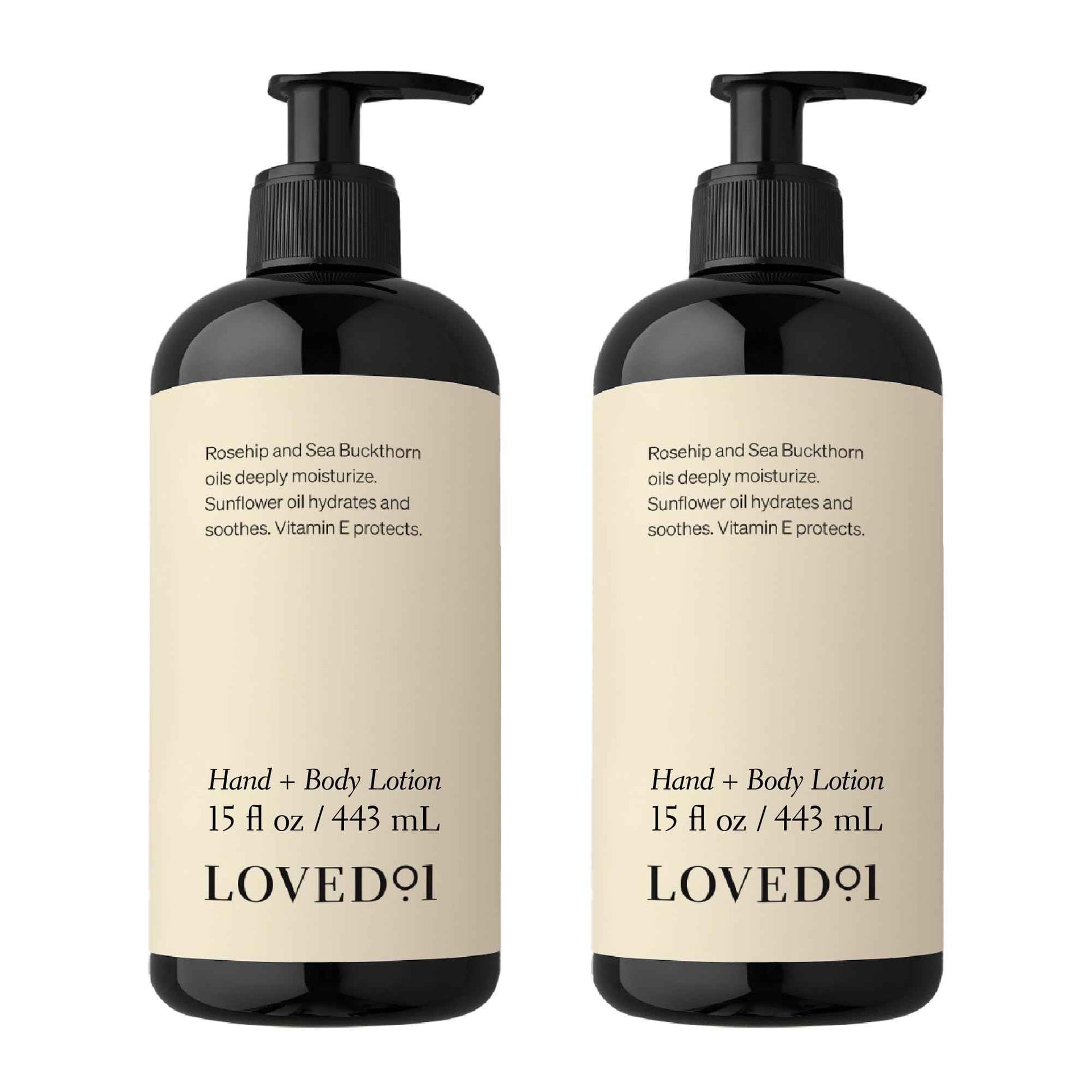 Loved01 Hand & Body Lotion, John Legend Skincare, Fragrance-Free, Daily Lightweight Cream, Oprah's Favorite Things, Formulated with Shea Butter & Vitamin E, 2-Pack (15 oz each)