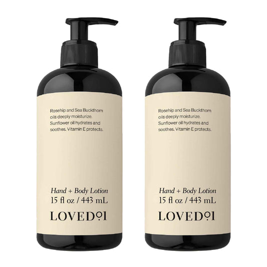 Loved01 Hand & Body Lotion, John Legend Skincare, Fragrance-Free, Daily Lightweight Cream, Oprah's Favorite Things, Formulated with Shea Butter & Vitamin E, 2-Pack (15 oz each)