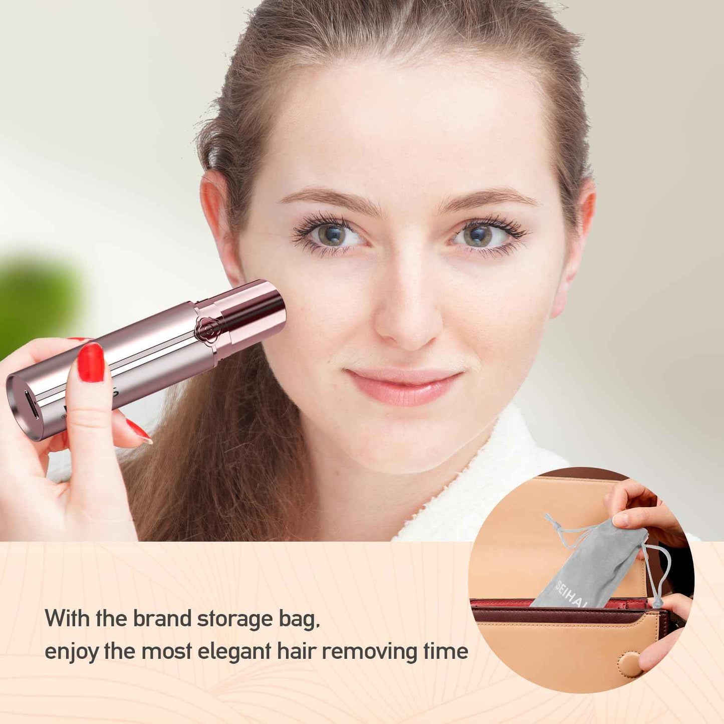 Facial Hair Removal for Women, Electric Painless Rechargeable Facial Hair Remover for Face, Lip, Chin with 2 Replacement Heads