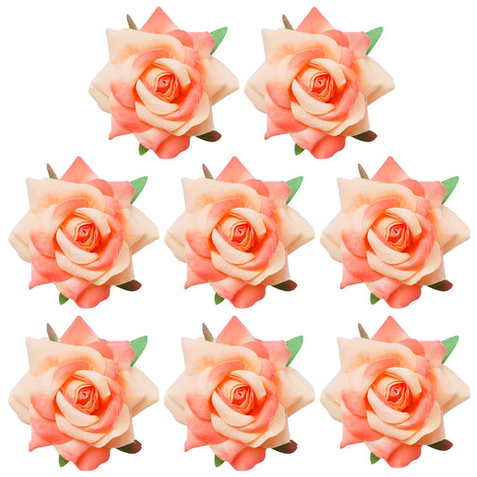 Topbuti 8 Pcs Rose Hair Clip Flower Hairpin Rose Brooch Floral Clips, 2.75" Rose Flowers Mexican Hair Flower Pin up Headpieces for Woman Girl Halloween Wedding Valentine Mother's Day Gift (Orange)