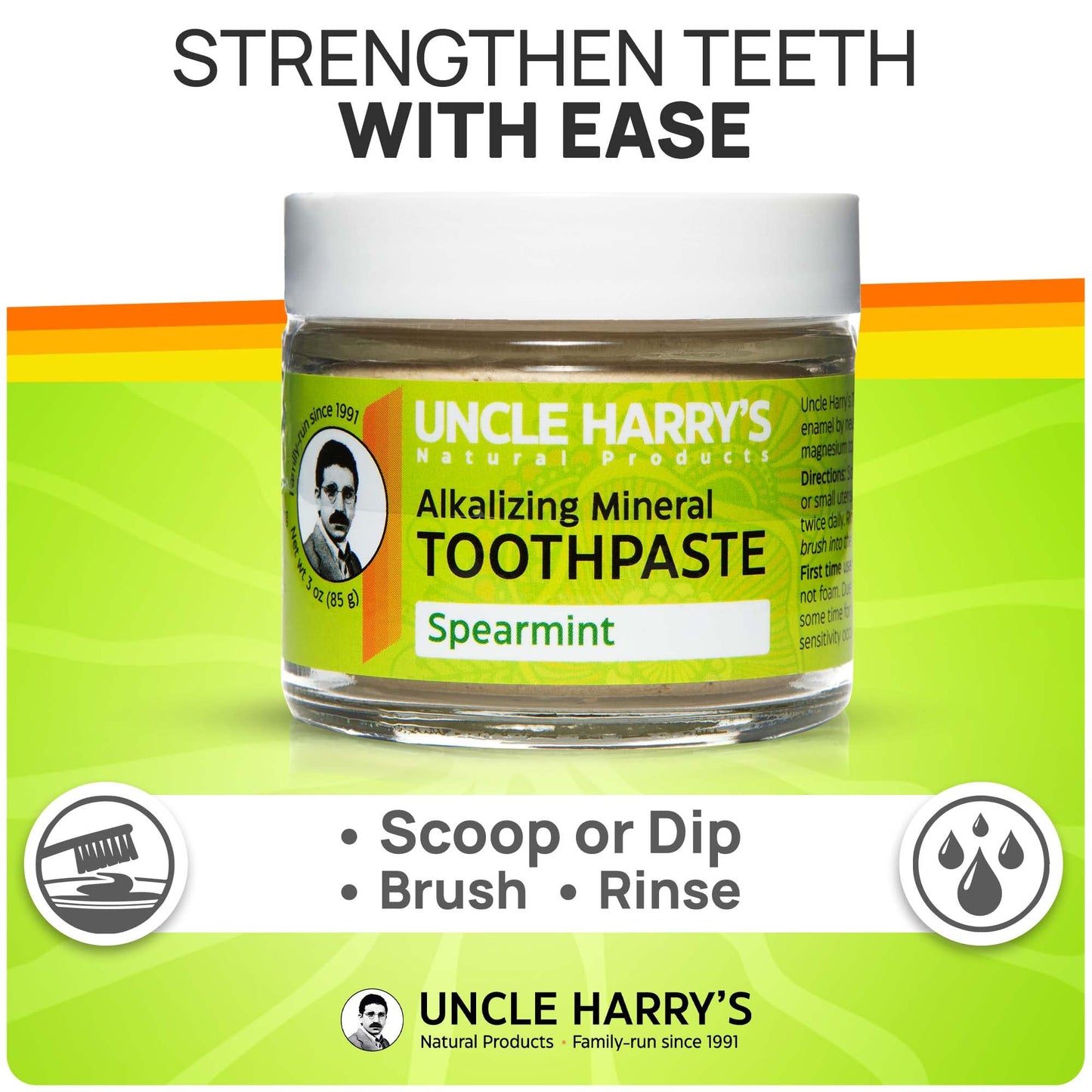 Uncle Harry's Spearmint Remineralizing Toothpaste | Natural Whitening Toothpaste Freshens Breath & Promotes Enamel | Vegan Fluoride Free Toothpaste Pack of 4