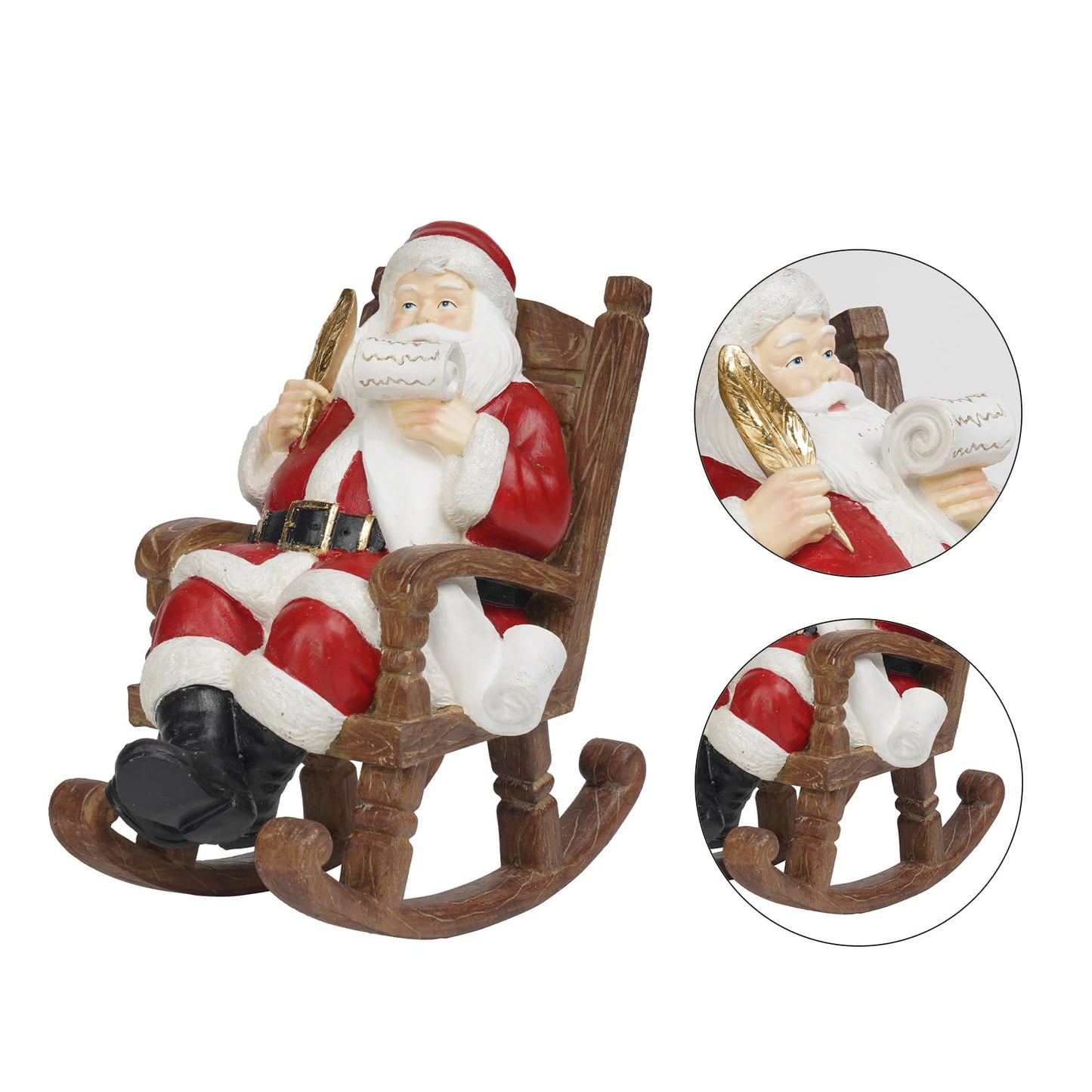 Christmas Santa Claus Figure Christmas-Decoration - Santa Sitting on Rocking Chair Figure 9.5*6*9.5 in Merry Christmas Xmas Gift Resin Holiday Statue for the Mantle Farmhouse Decor Newman House Studio