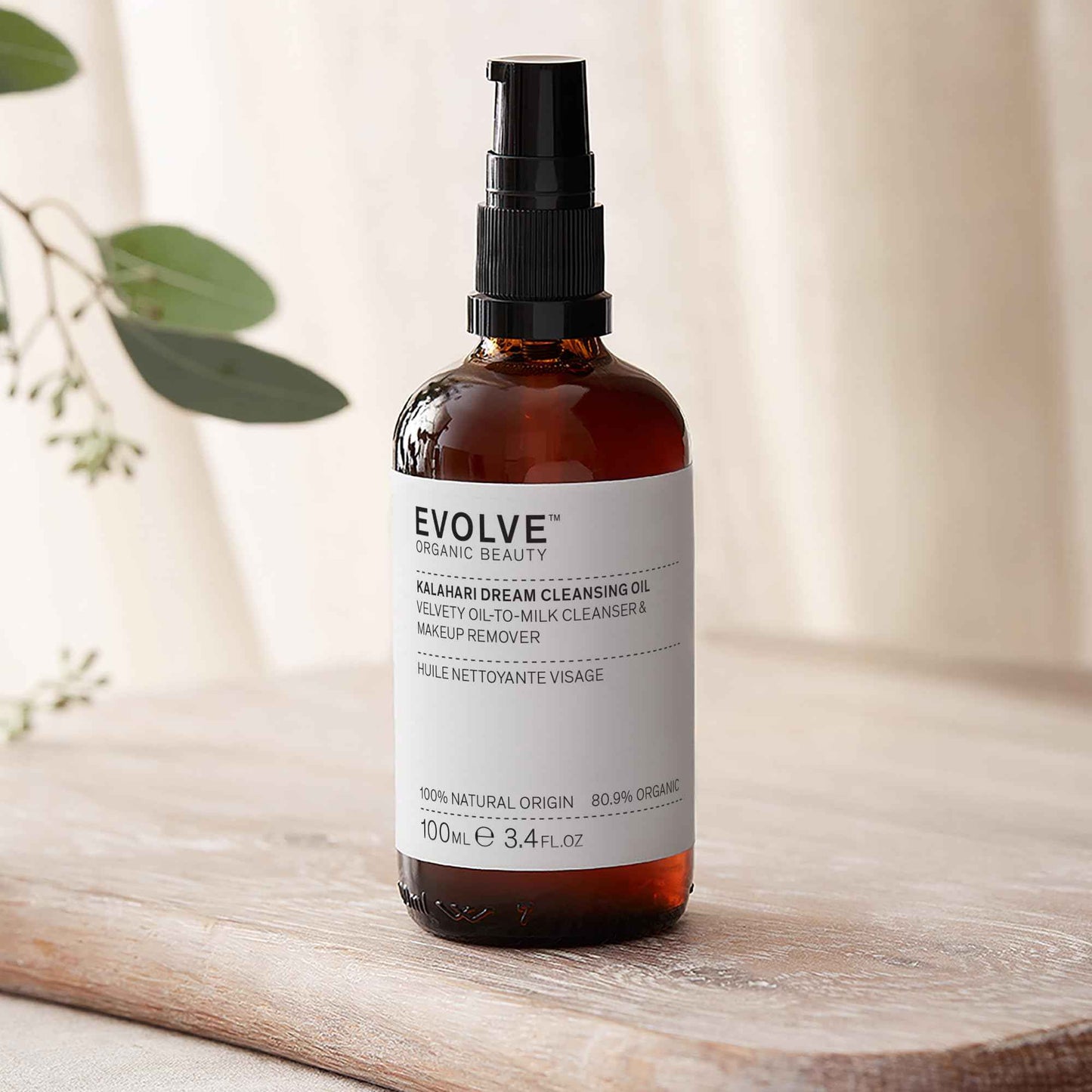 Evolve Organic Beauty - Kalahari Dream Cleansing Oil | Lightweight, Nourishing, Make Up Removal | Squalane, Pink Indigo | Small-Batch, Vegan Clean Beauty (3.4 fl oz | 100 mL) Package May Vary