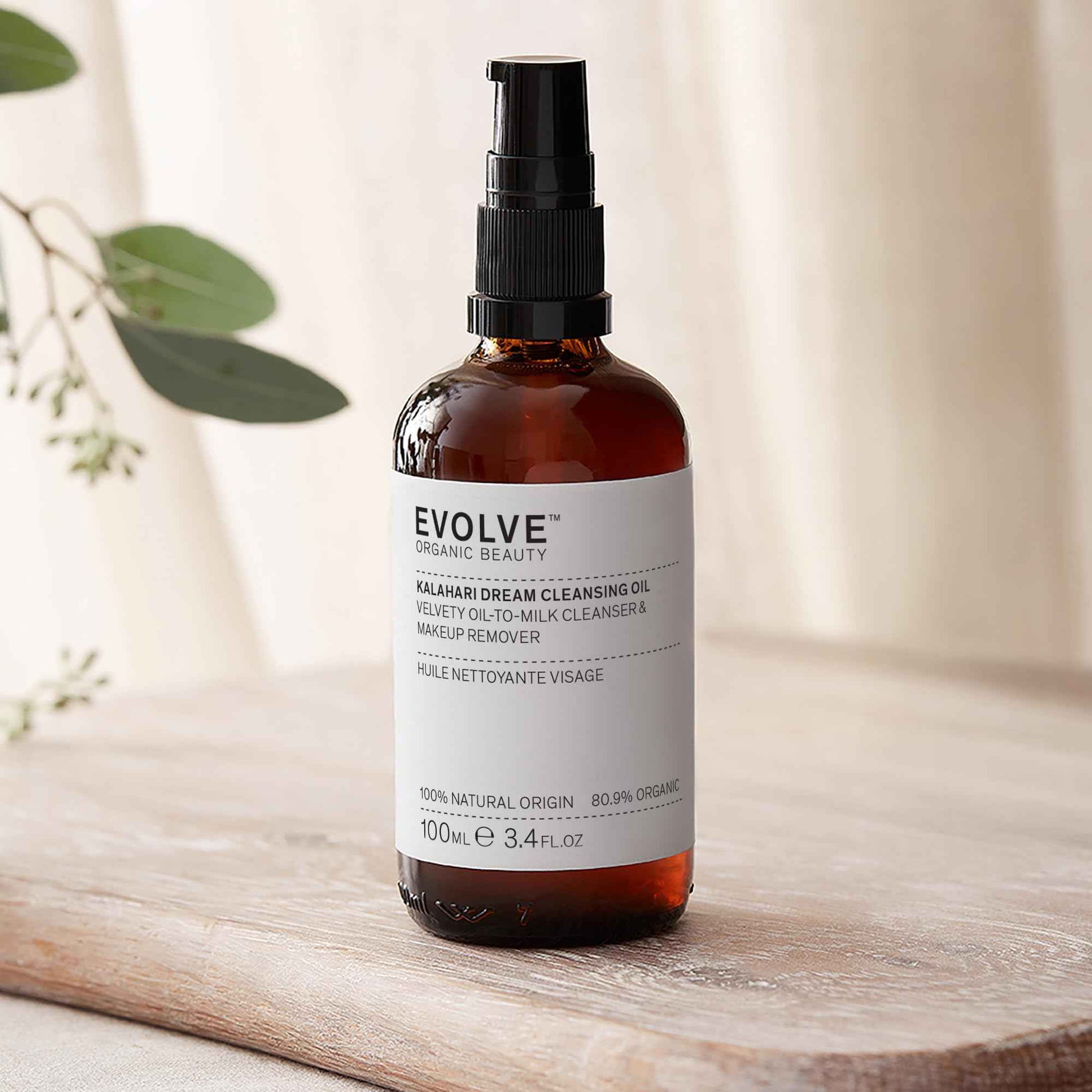 Evolve Organic Beauty - Kalahari Dream Cleansing Oil | Lightweight, Nourishing, Make Up Removal | Squalane, Pink Indigo | Small-Batch, Vegan Clean Beauty (3.4 fl oz | 100 mL) Package May Vary