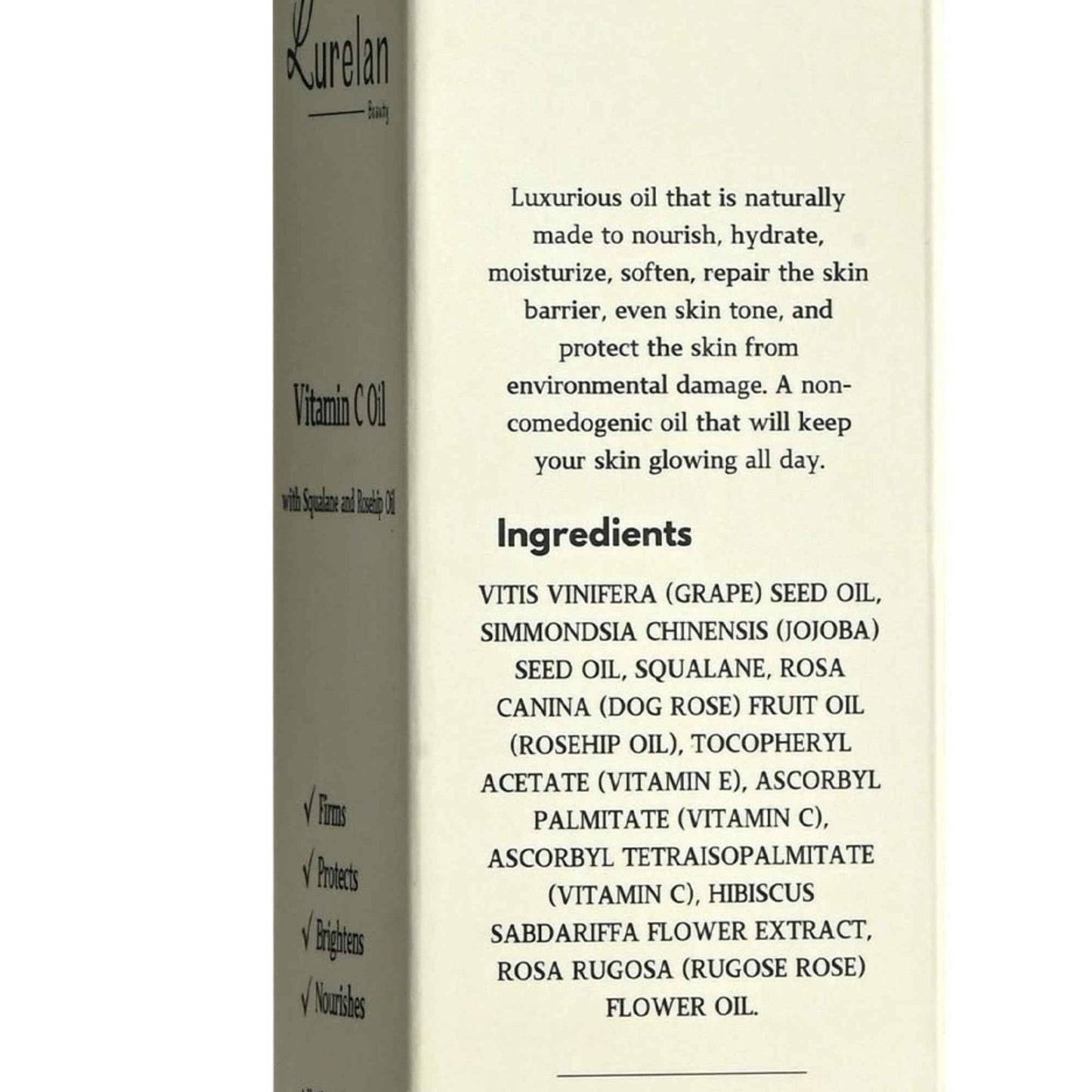 Lurelan Beauty Double Vitamin C Oil For Face and Bikini Area - Brightening Oil with Squalane, Rosehip, Vitamin E, Non-Comedogenic, Vegan, for All Skin Types (Face oil)