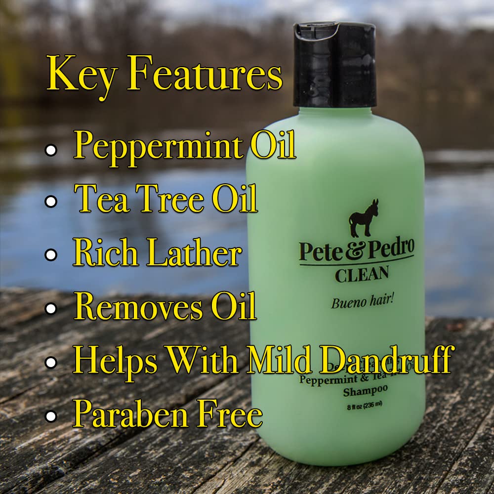 Pete & Pedro CLEAN - Deep Cleansing Tea Tree Oil And Peppermint Daily Cleaning Shampoo For Men & Women | As Seen on Shark Tank, 2 oz. Travel Size