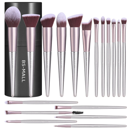 BS-MALL Makeup Brush Set 18 Pcs Premium Synthetic Foundation Powder Concealers Eye shadows Blush Makeup Brushes with black case