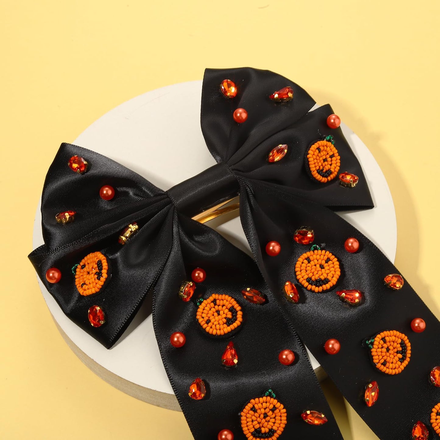 Halloween Hair Bows Accessories for Women Spooky Halloween Hair Clips Candy Corn Boo Pumpkin Ghost Hair Bows Large Orange Black Hair Ribbons Barrettes Halloween Outfits Costume Gifts (Pattern Q)