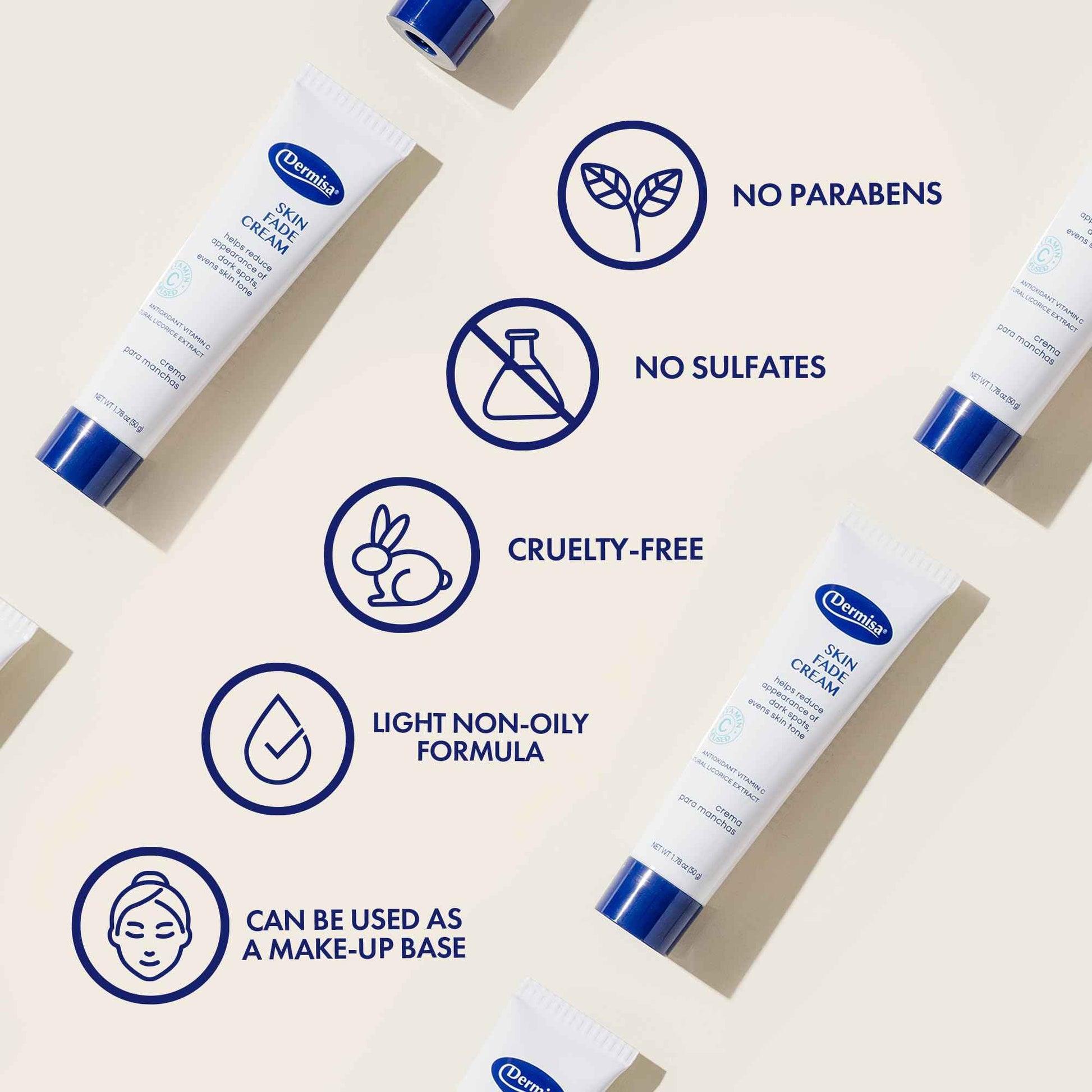 Dermisa Skin Fade Cream with Antioxidant Vitamin C | Helps Reduce Appearance of Dark Spots, Freckles, Marks from Acne, Aging, and Use of Birth Control | Light Non-Greasy & Quick Absorbing Cream | 1.78 OZ | Pack of 3