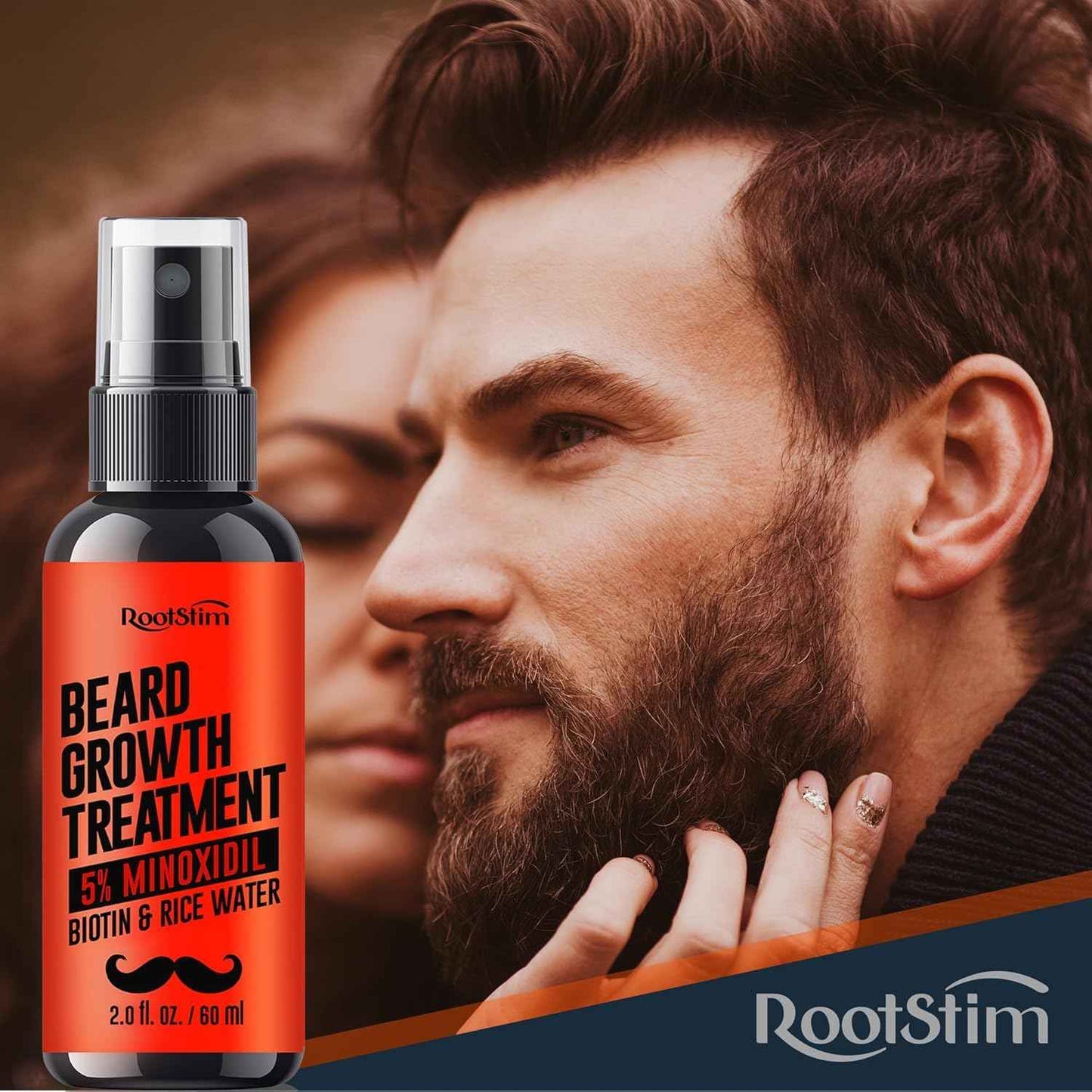 5% Minoxidil Beard Growth Serum for Men: 2-Pack Hair Regrowth Spray with Biotin & Rice Water - Extra Strength Beard Oil for Faster Thicker and Fuller Beard Growth - 4.06 Fl Oz
