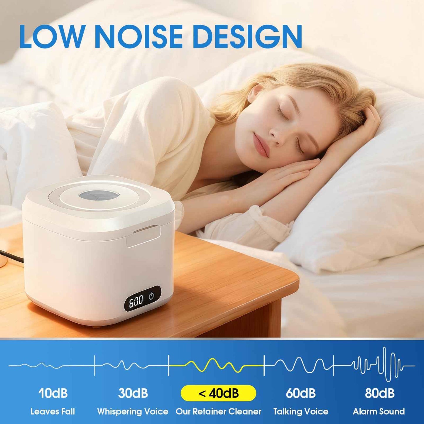 Ultrasonic Retainer Cleaner with UV Light, 49kHz Dental Ultrasonic Cleaner Machine with Digital Timer,Stainless Steel Tank for Retainers, Aligners, Dentures, Night Guards & Jewelry-White