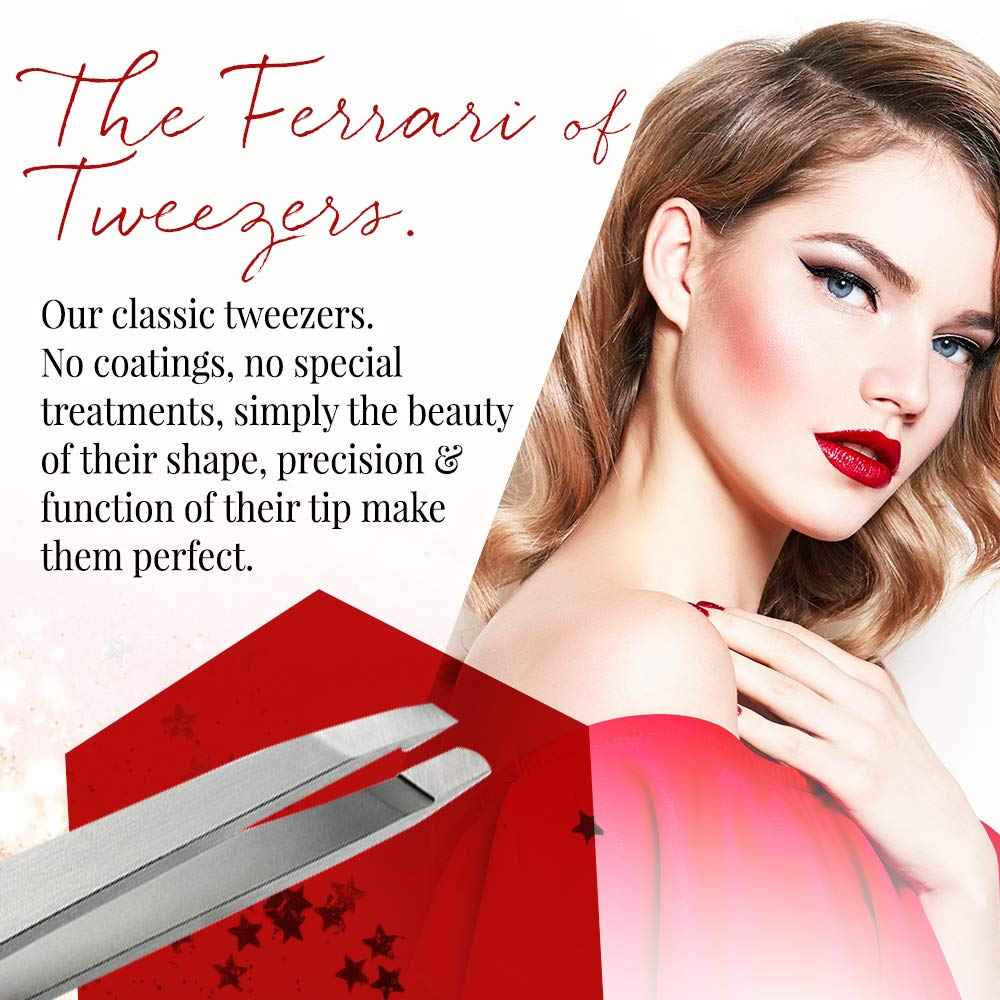 Rubis Switzerland Slanted Tip Tweezer-Silver