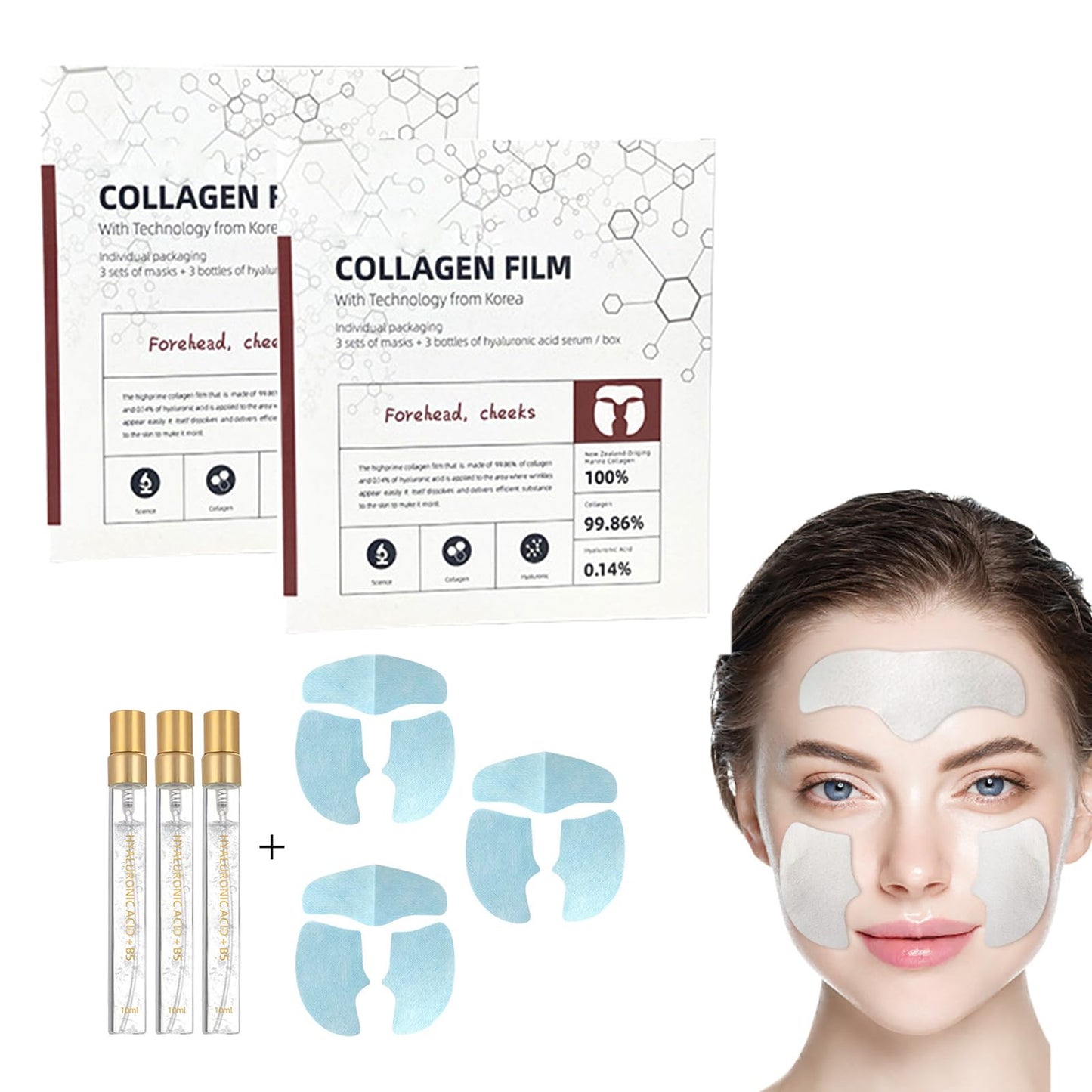 Skynpure-Pure Collagen Films, Collagen Supplement Film, Melting Collagen Film, Highprime Collagen Film for Face, With Protein Essence (6 facial masks + 6 bottles of essence water)