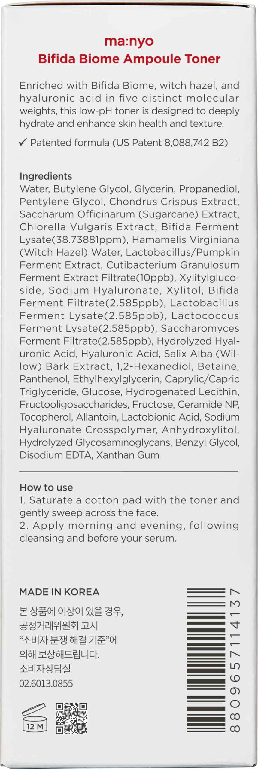 MA:NYO Bifida Biome Ampoule Toner 13.5 fl oz (400ml) | Hydrating & Soothing Facial Toner with 5 Types of Hyaluronic Acid for Daily Firmness | Korean Skincare