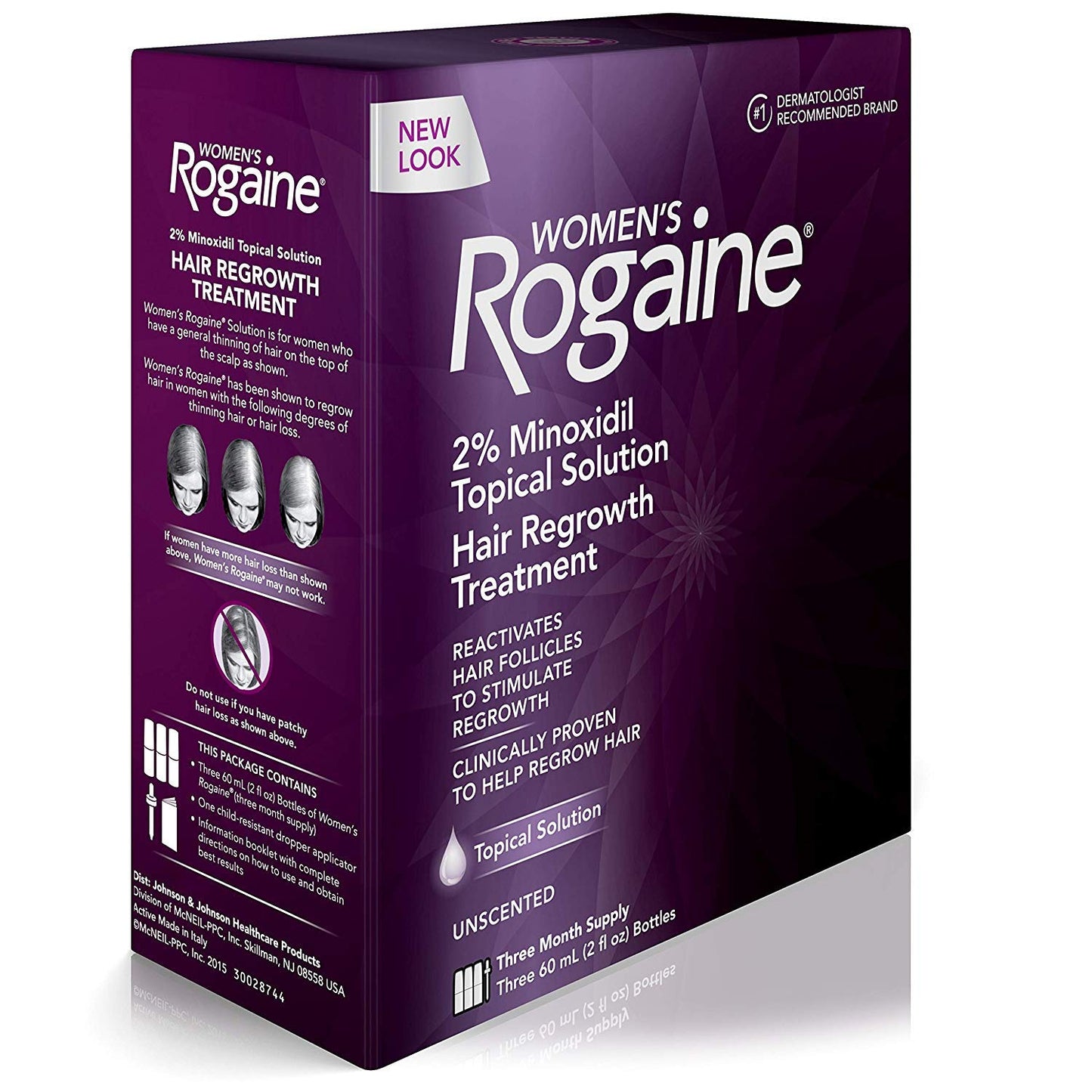 Rogaine Women's 2% Minoxidil Topical Solution for Womens Hair Thinning and Loss & Hair Regrowth, 3-Month Supply, 4 Piece Set, Unscented, 6 Fl Oz