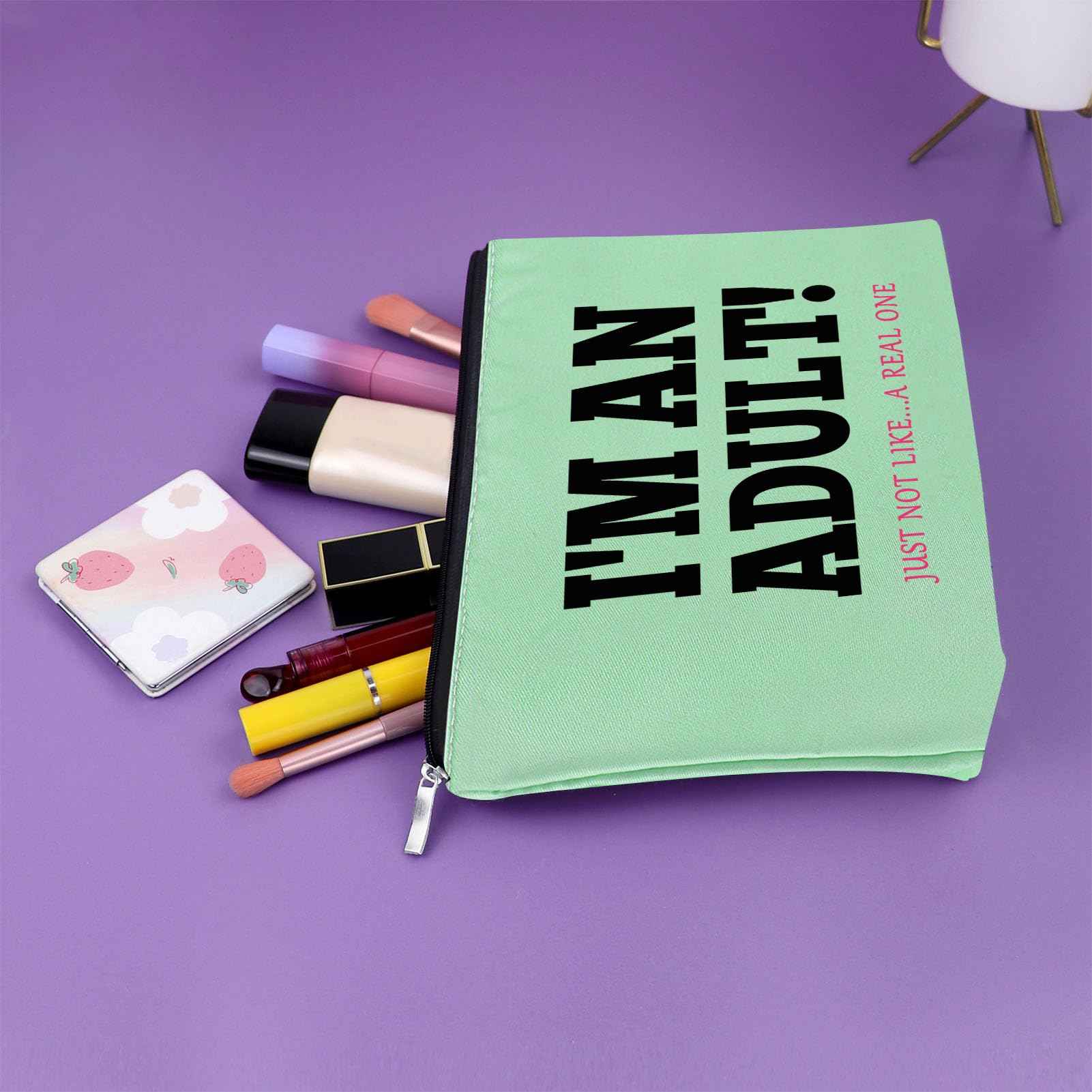 Sazuwu 18th Birthday Gifts for Girls Green Makeup Bag 18 Year Old Decorations Daughter Presents for Turning 18 Cosmetic Bag Eighteenth Birthday Gifts Born in 2007 Travel Pouch