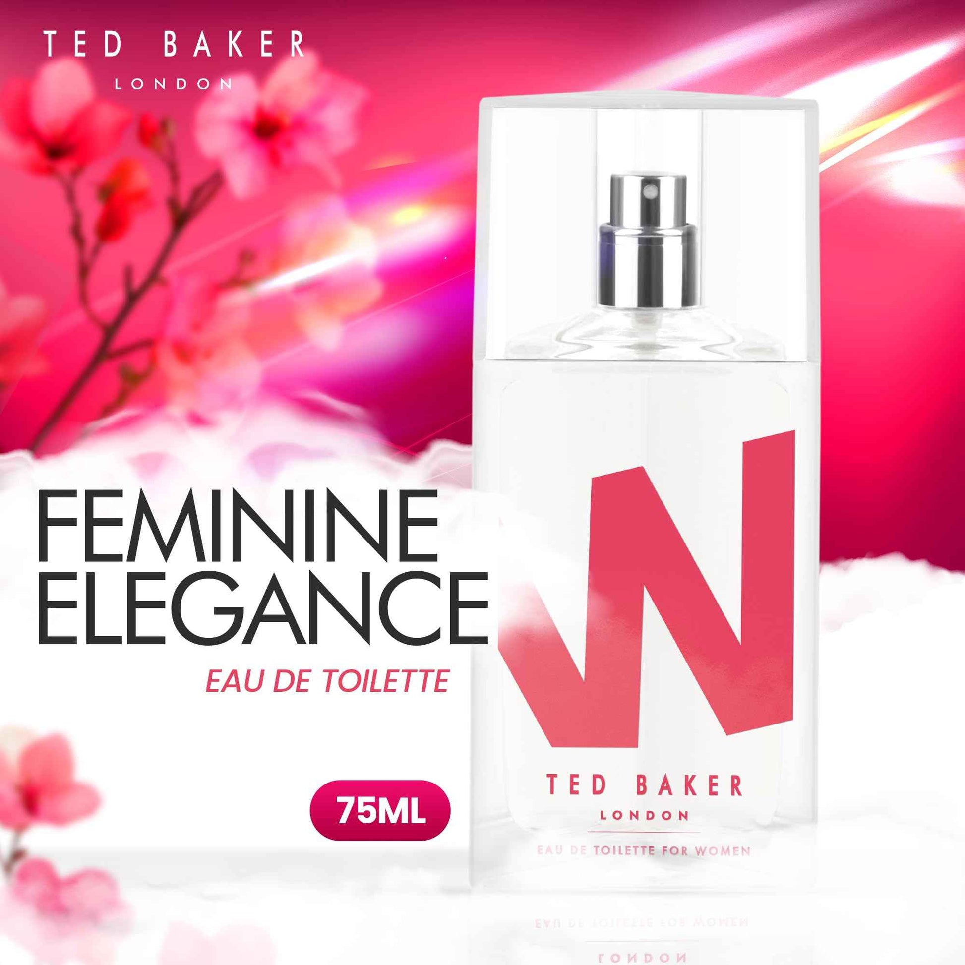 Ted Baker M and W EDT Bundle, Woman and Man Eau De Toilette, Includes M with Unique Notes of Tonka Bean and Musk, W with Notes of Fig Leaf, White Peony and Violet, 2 x 2.54 fl oz