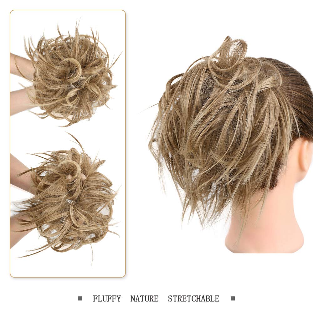 HMD Tousled Updo Messy Bun Hairpiece with Elastic Band for Updos - Synthetic Ponytail Extensions and Scrunchies for Women