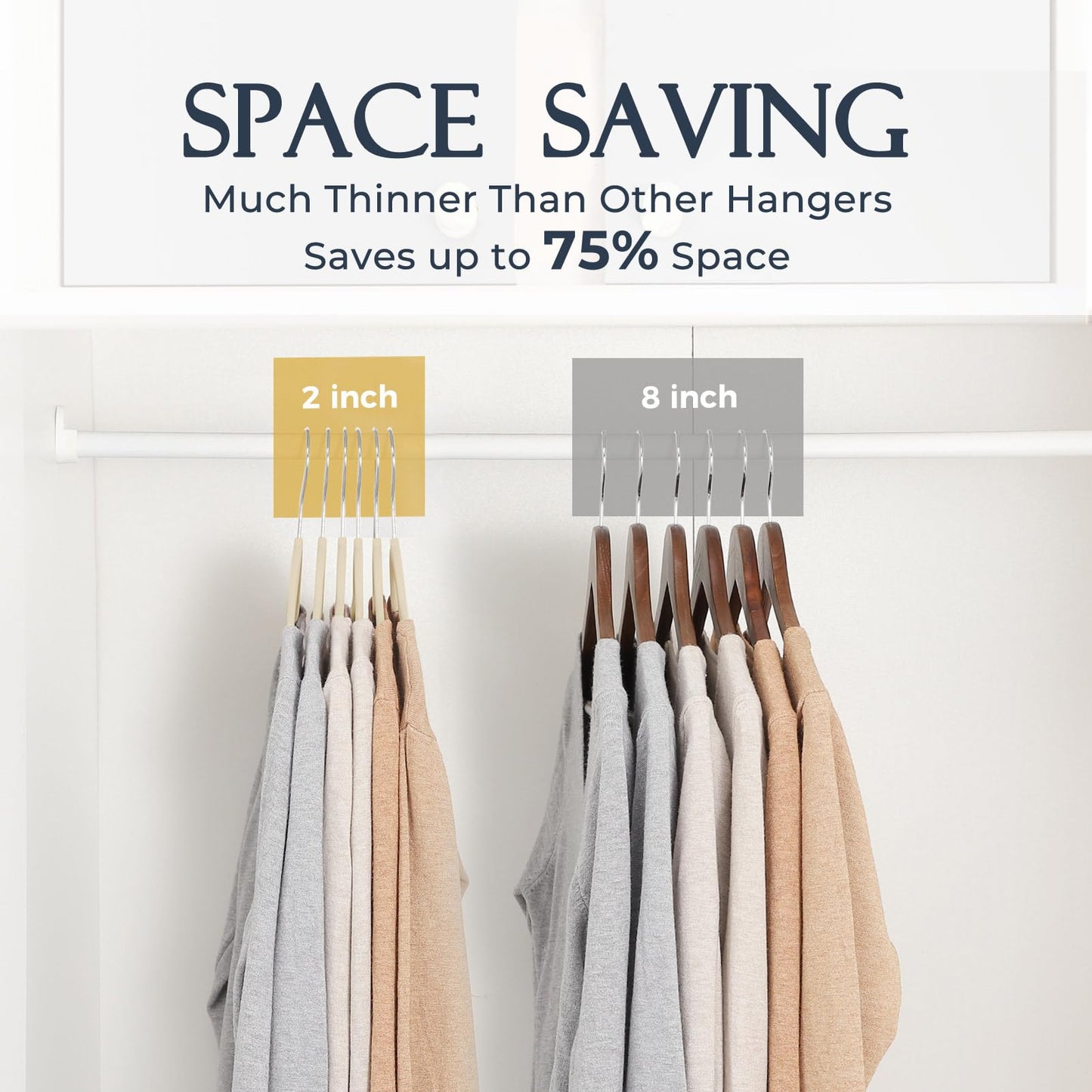 HOUSE DAY Beige Velvet Hangers 60 Pack, Premium Clothes Hangers Non-Slip Felt Hangers, Sturdy Hangers Heavy Duty Coat Hangers, Durable Suit Hangers for Space Saving, No Hanger Marks 360° Rotating