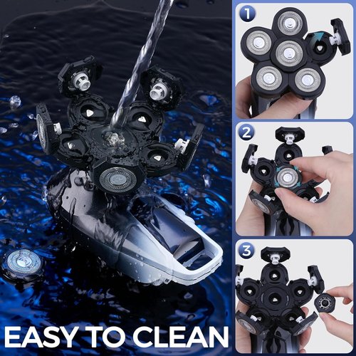 Head Shaver for Men,Bald Head Shavers,Electric Razor for Men Head Shaver Cordless,Man Electric Shavers for Face Wet and Dry, 6 in 1 Shaver for Bald Heads Rechargeable,Travel Hair Shaving Grooming Kit