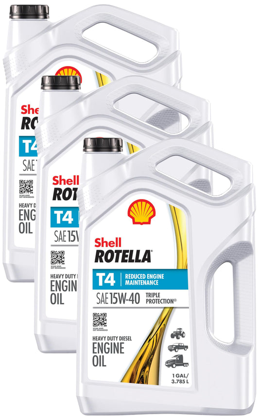 Shell Rotella T4 Triple Protection Conventional 15W-40 Diesel Engine Oil (1-Gallon, Single Pack) (Pack of 3)