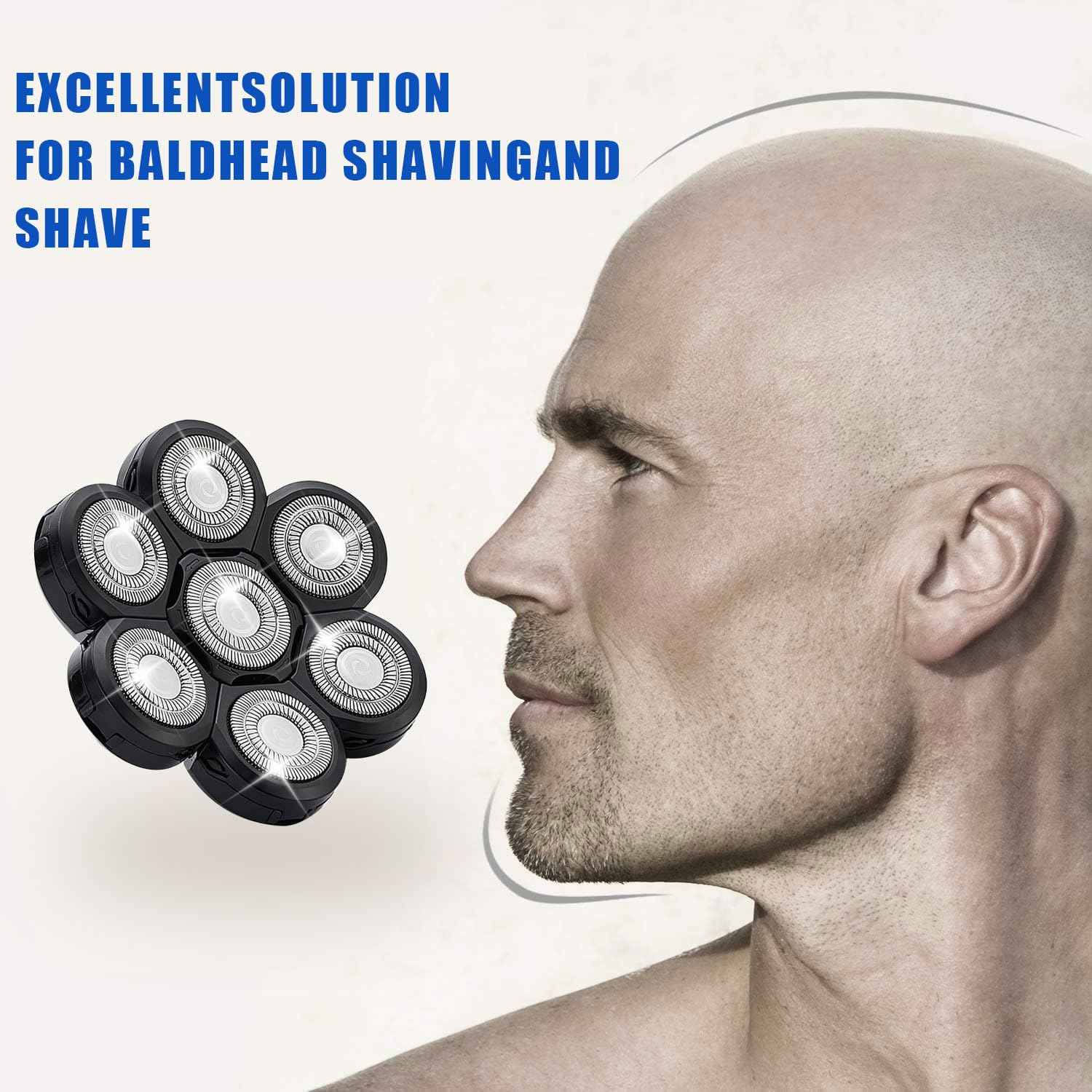 7 Head Shaver Replacement Razor Heads for Many Brands Bald Men's Electric Foil Shaver Replacement,Universal Shaver Replacement Blades for Electric Razor for Men Bald and Face (Black 7 Head/3PCS)