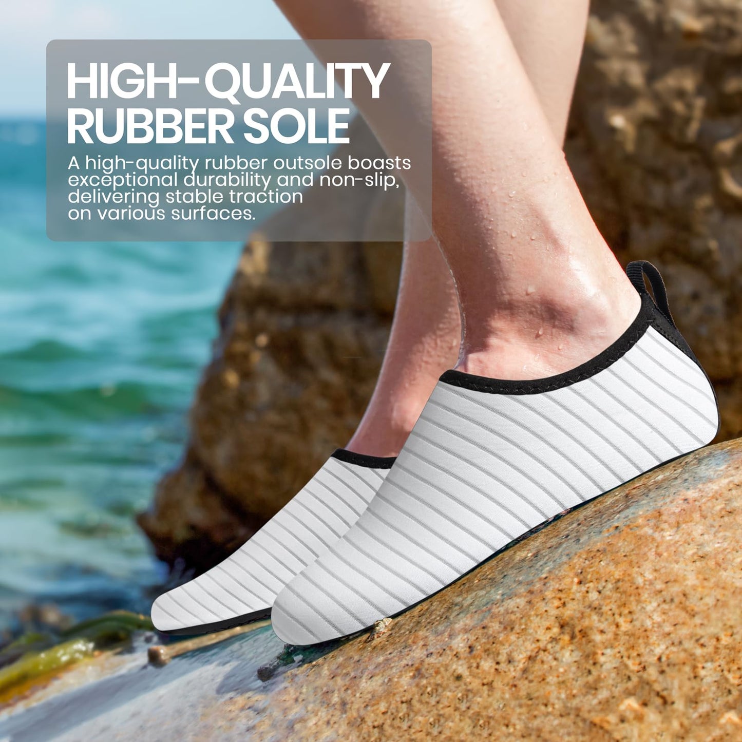 SEEKWAY Water Shoes Quick-Dry Aqua Socks Barefoot Non Slip for Beach Swim Yoga Pool Lake Surf Women Men White SK002(U)