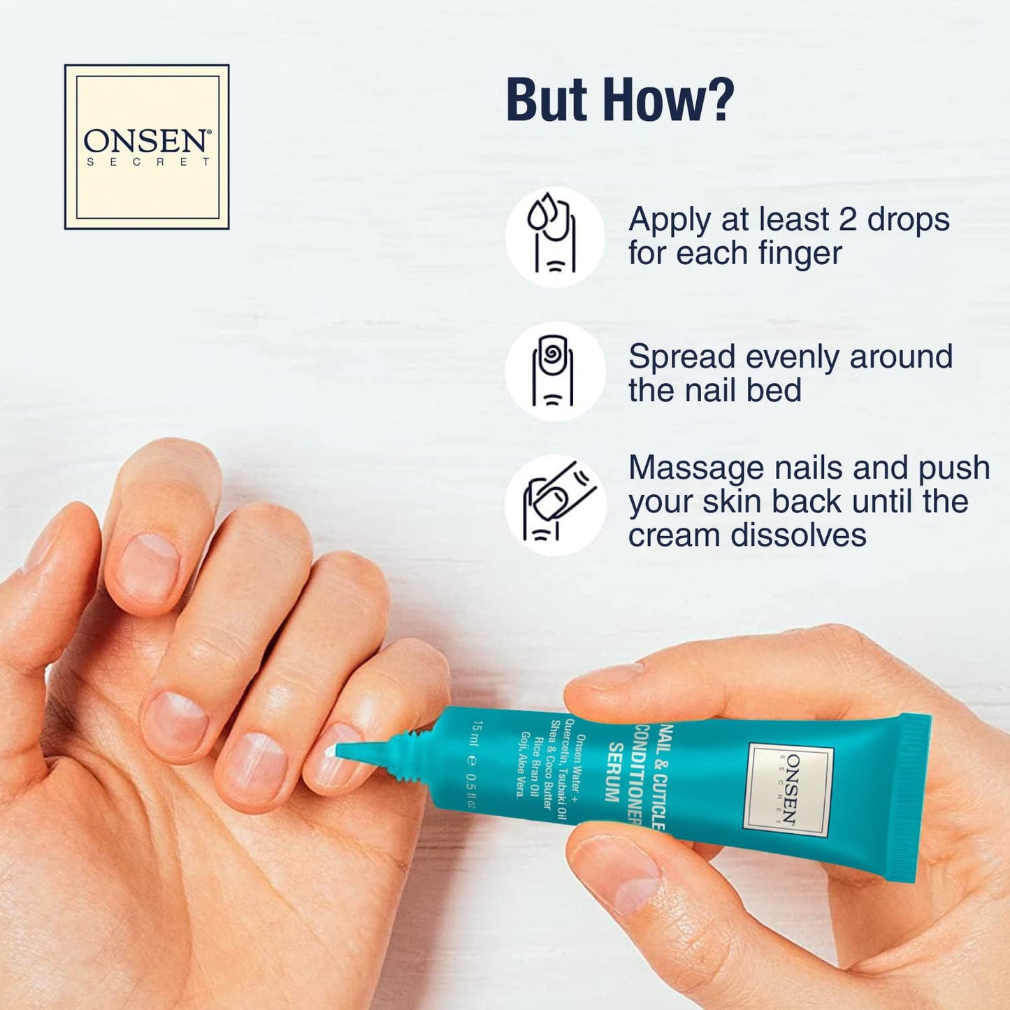 Onsen Cuticle Cream w/Nail Cuticle Oil | Cuticle Softener with Japanese Natural Healing Minerals | Nail Care Serum to Soothe, Repair & Strengthen Cuticles and Nails | Visible Results (2 Count /15 ml)