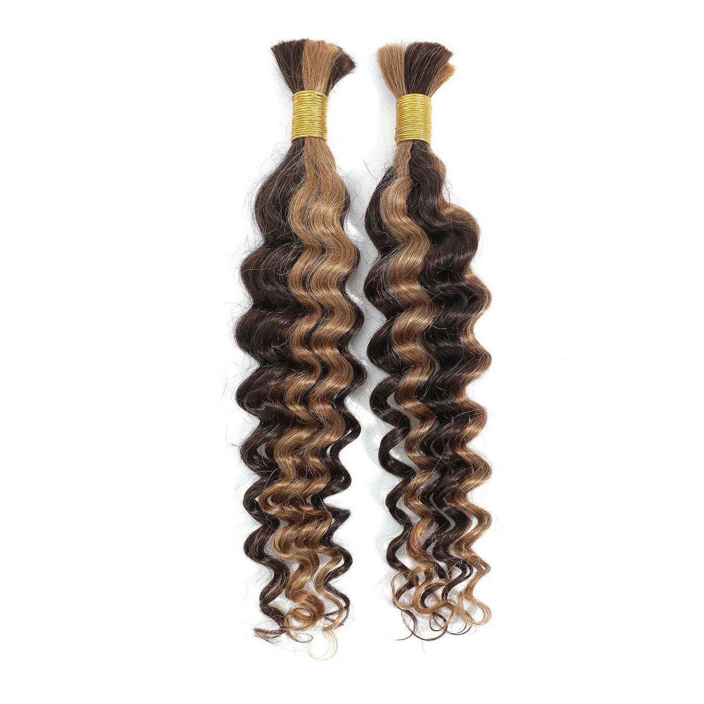 18 Inch Human Braiding Hair For Boho Braids 100g 2 Bundles Deep Wave Bulk Human Braiding Hair 100 Percent Unprocessed Virgin Hair Highlight 4/27 Wet and Wavy No Weft Boho Knotless Braid