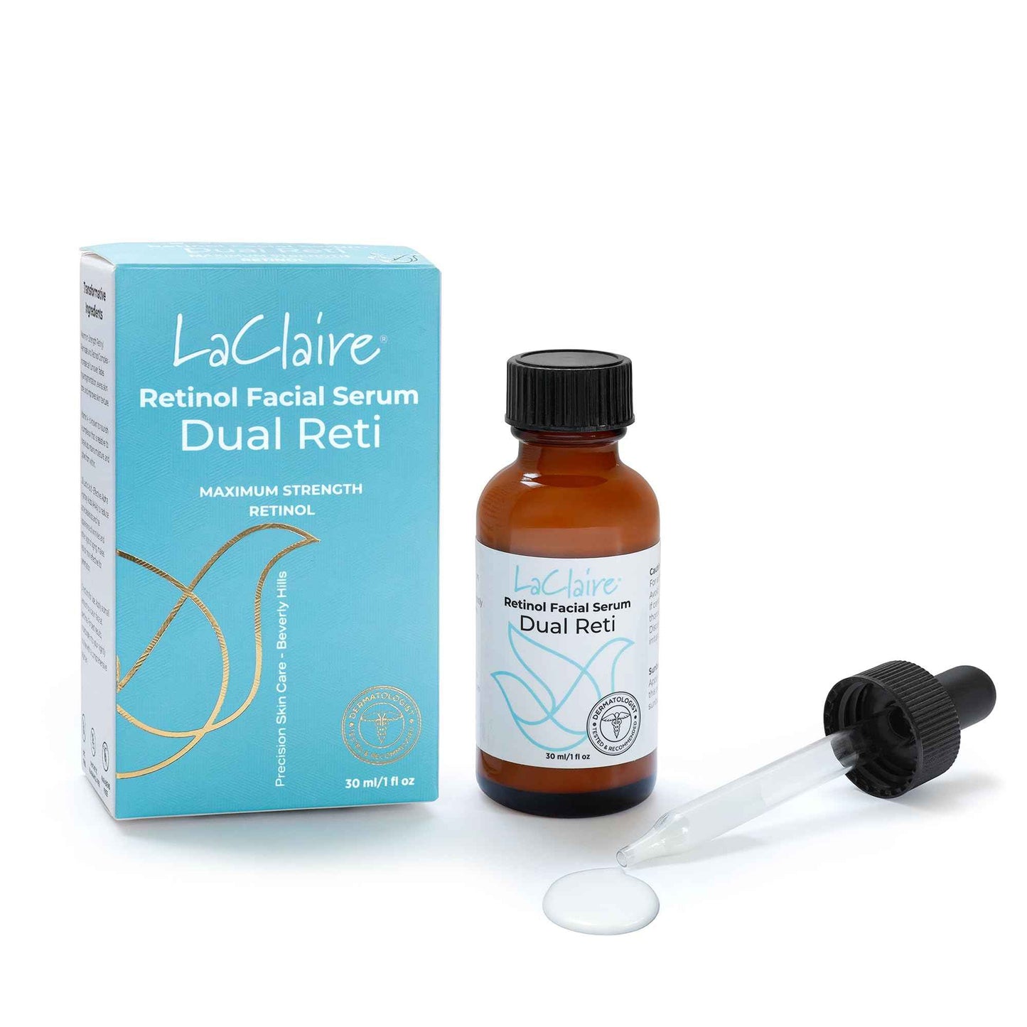 LaClaire Skincare Duo: 1 Unit of Retinol Face Serum + 1 Unit of Vitamin C+ Serum, Anti-Aging, Brightening, Firming, Smoothing, 30 ml Each