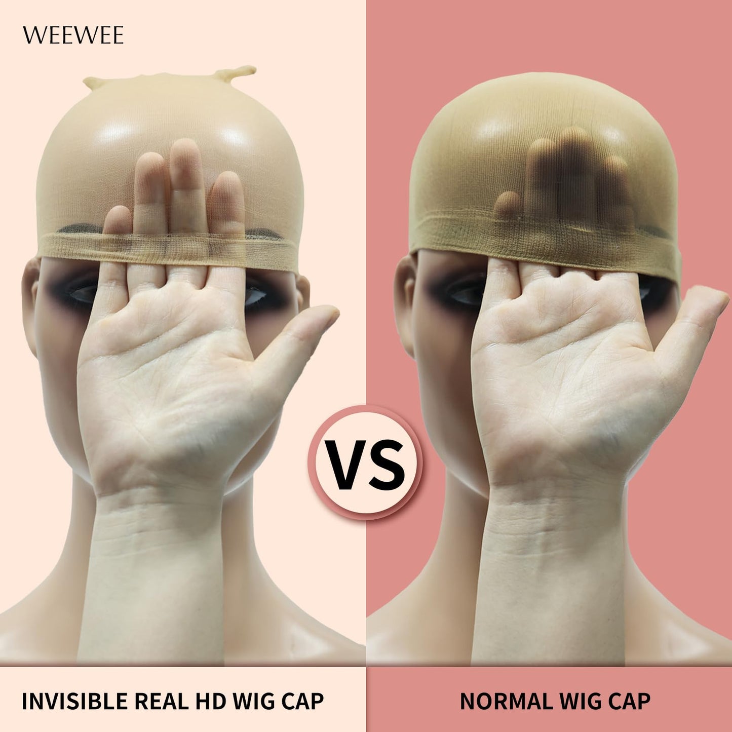 WEEWEE 12pcs HD Wig Cap,Invisible Real HD Wig Cap for Lace Front Wig,Skinlike Transparent Breathable Nylon Wig Caps for Women Bald Cap for Wigs Stocking Caps for Wigs Wig Accessories (12Pieces/6Pack)