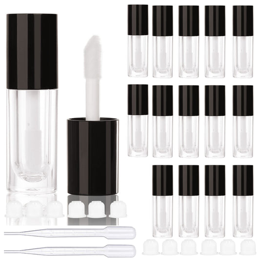 COSIDEA 14pcs Empty 6ml big brush lip gloss tubes for DIY lip gloss,black lipgloss containers