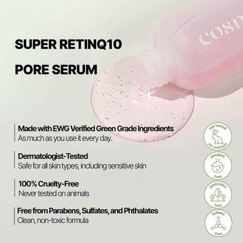 COSNOLOGY Retinol Anti-aging Serum with Coenzyme Q10,EGF,Pore Minimizing,Wrinkle Reduction,Centella Extract for Skin Soothing & Hydration | Clean Beauty, 2.70 fl.oz(80ml) | Korean Skincare