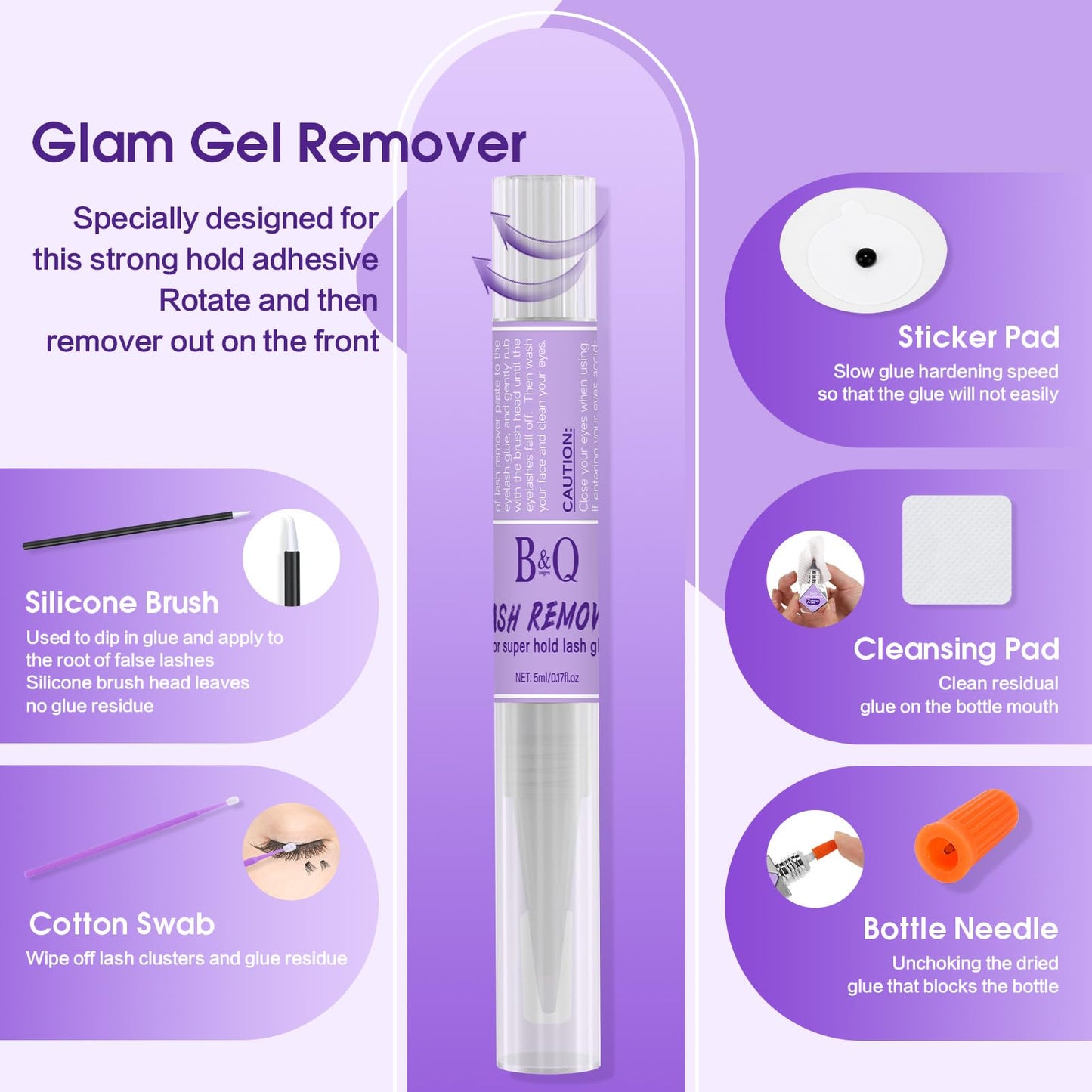 B&Q Lash Glue for Eyelash Clusters 8ML Eyelash Glue Super Lasting 7+ Days Eyelash Extension Glue Kit Waterproof Lash Extension Glue for Lash Clusters Black Lash Cluster Glue Fast Drying at Home(CNDJ)