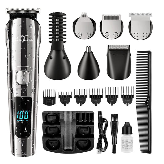 Brightup Beard Trimmer for Men - 18 Piece Mens Grooming Kit with Hair Clippers, Electric Razor, Shavers for Mustache, Body, Face, Nose and Ear Hair Trimmer, Gifts for Men, FK-8688T