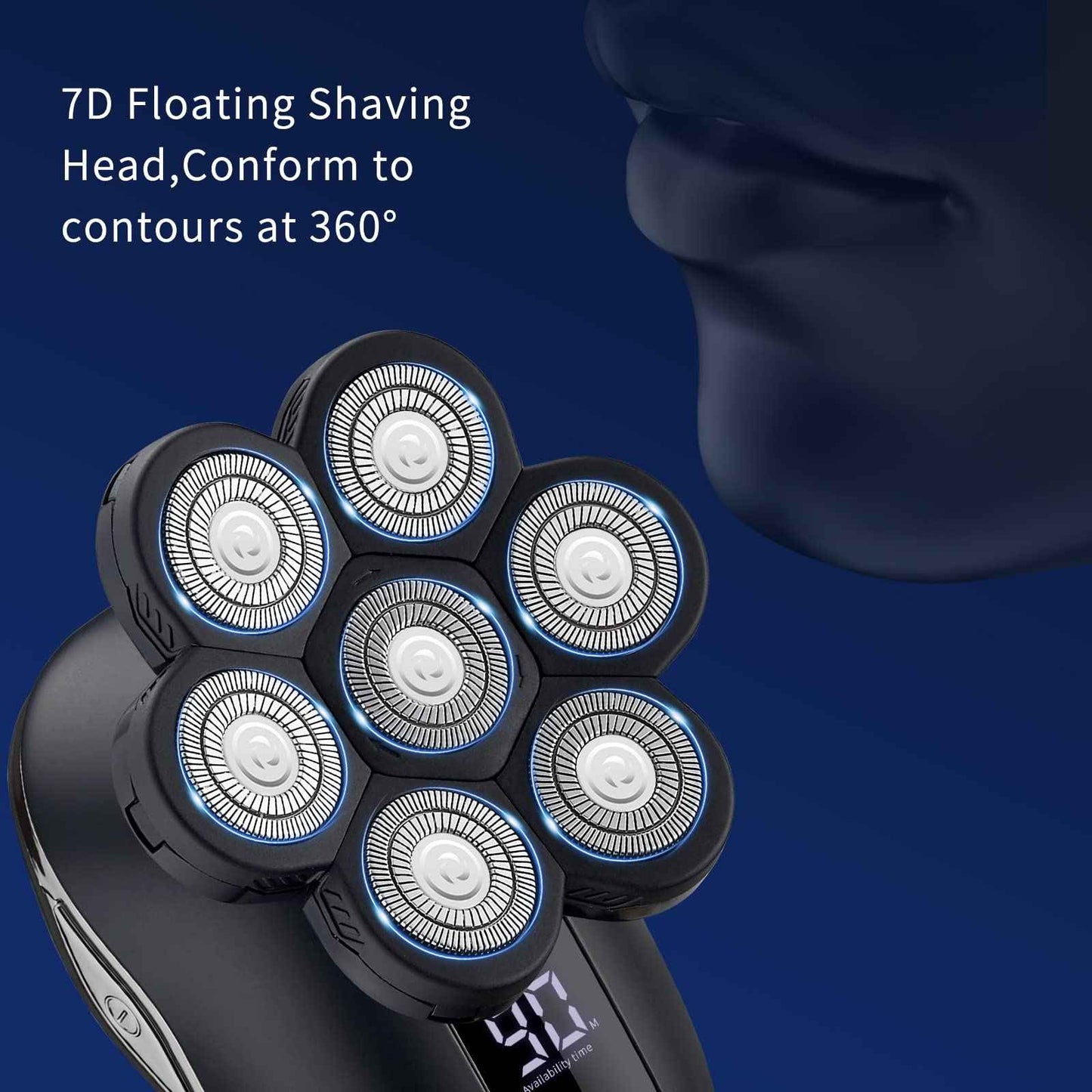 UPTARD Electric Head Shaver for Bald Men - LED, Travel Lock, Nose Hair & Sideburns Trimmer